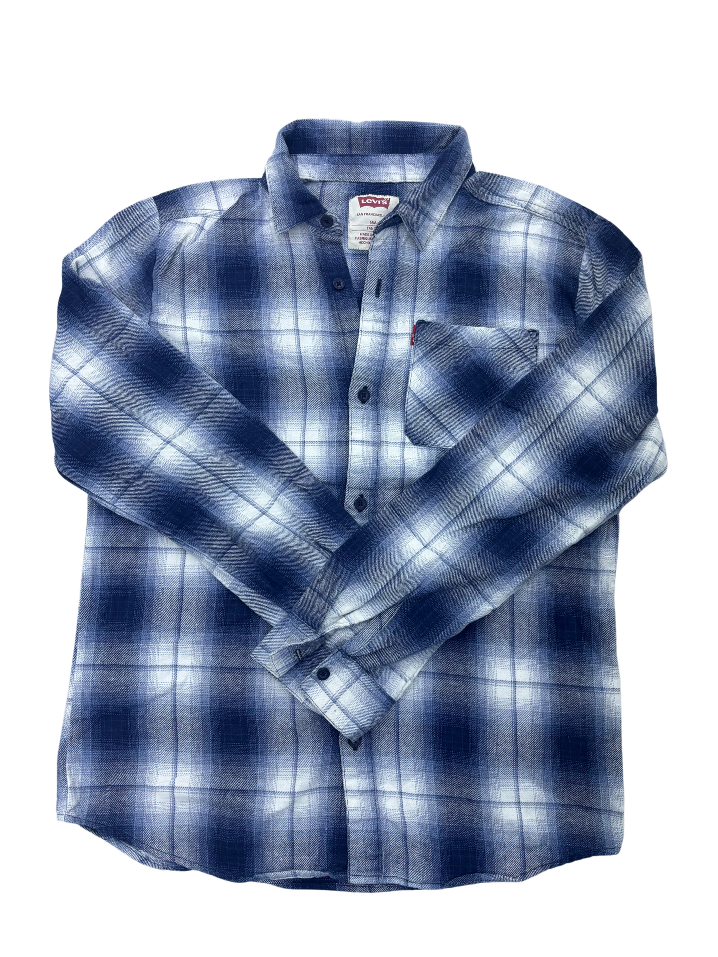 Levi's Ombre Plaid Button-Up Shirt - Navy Blue - S