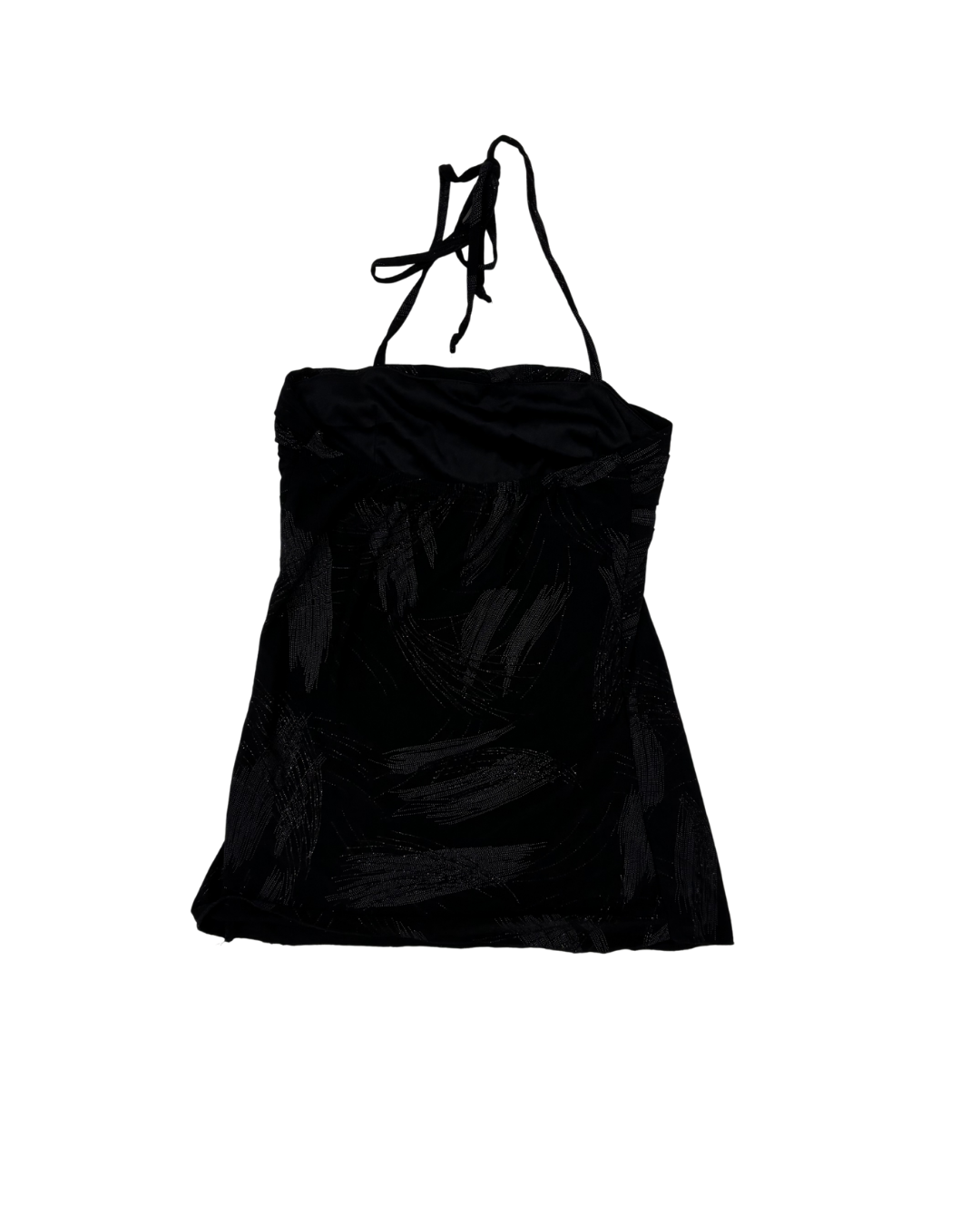 Suzy Shier Y2K Black Metallic Halter Top - XXS