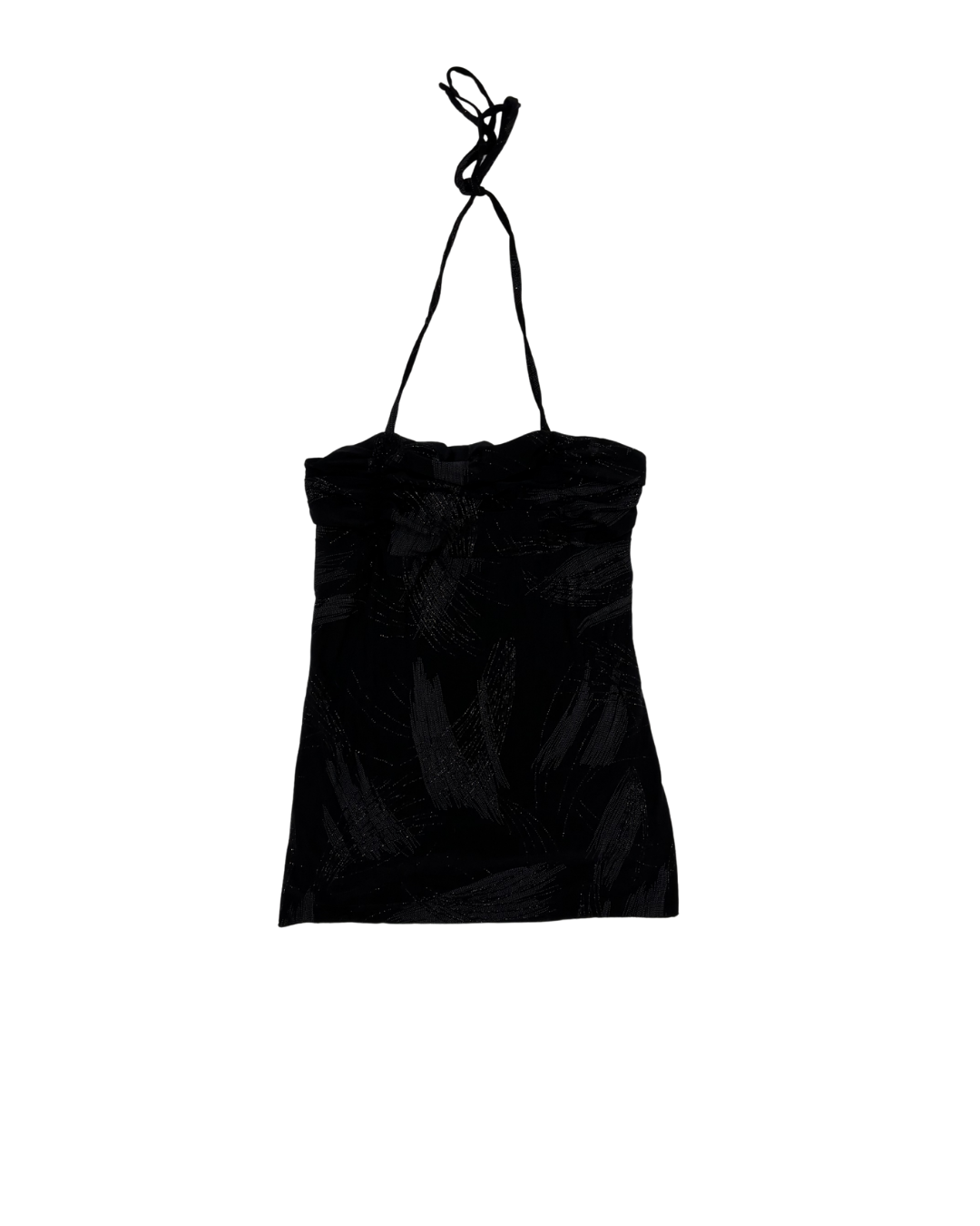 Suzy Shier Y2K Black Metallic Halter Top - XXS