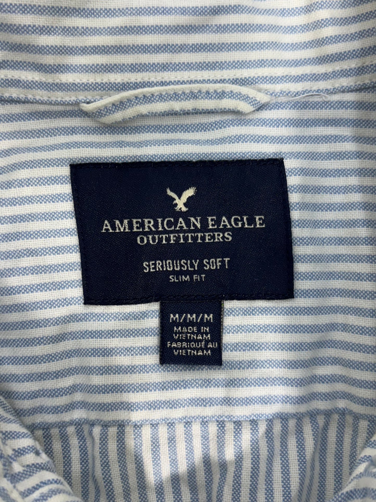 American Eagle Seriously Soft Striped Shirt - Blue/White- M