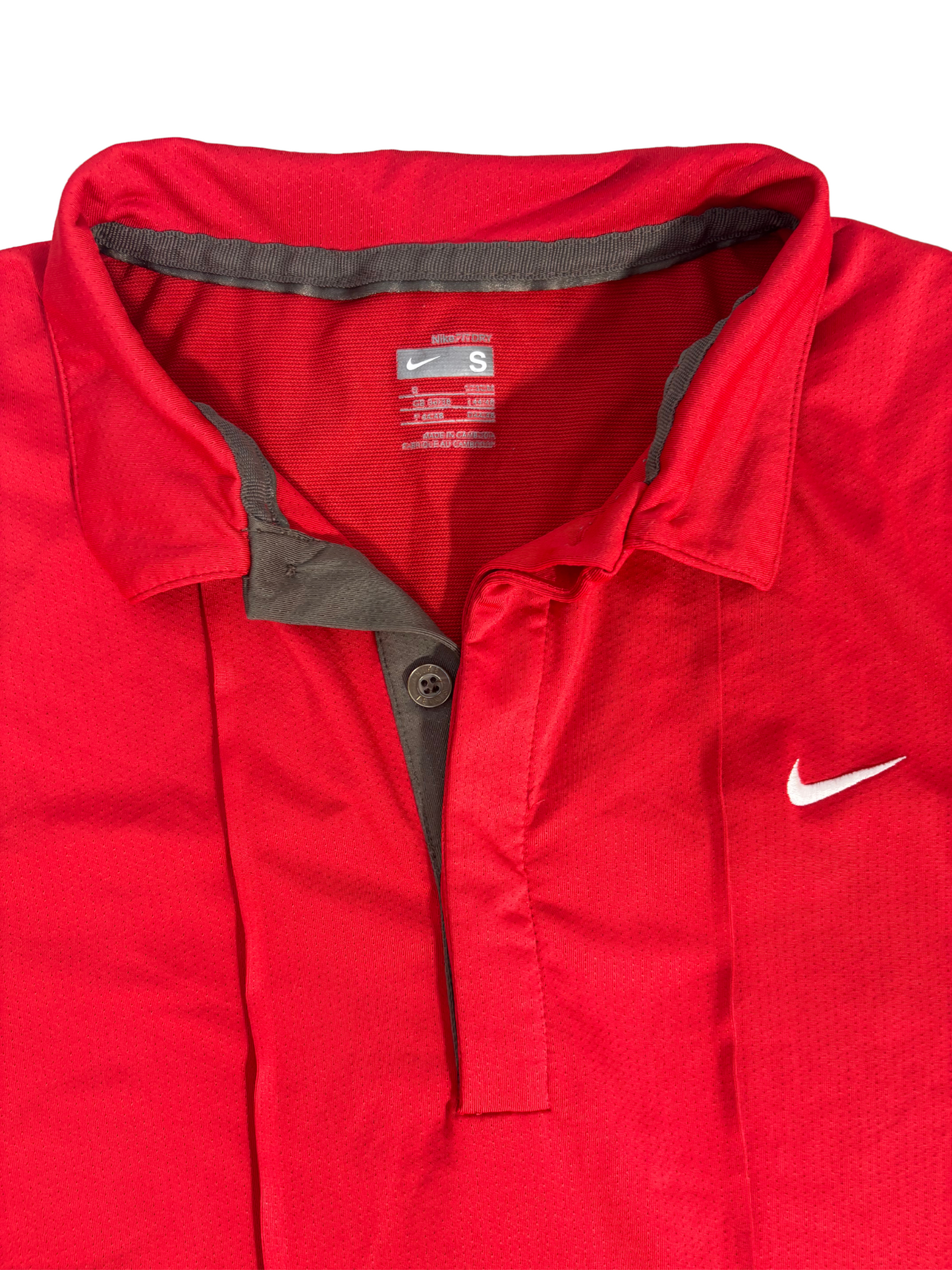 Nike Dri-Fit Polo Red With Grey Placket - XS