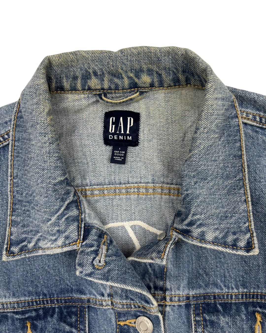 GAP Denim Patchwork Applique Light Wash Trucker Jacket - M