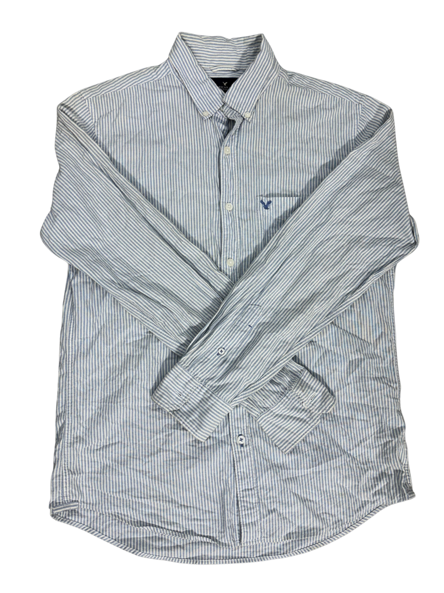 American Eagle Seriously Soft Striped Shirt - Blue/White- M