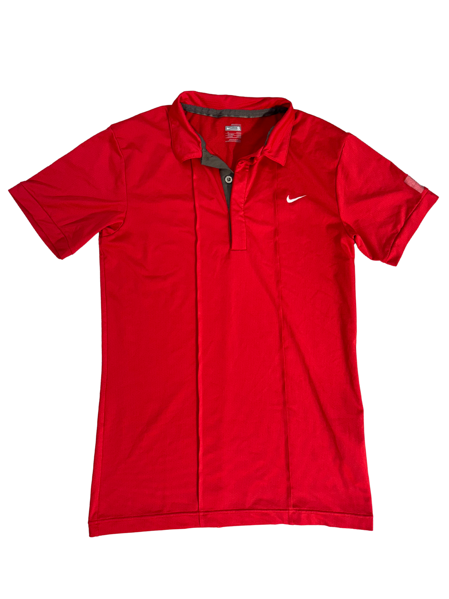 Nike Dri-Fit Polo Red With Grey Placket - XS