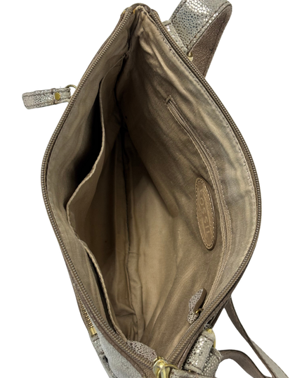 Fossil Metallic Silver Bronze Pebbled Small Crossbody Bag