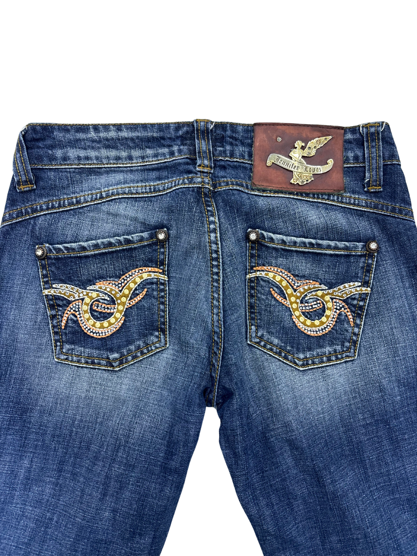 J.Lo Bootcut Jeans – Embellished Pockets, Medium Wash - M | Waist: 28