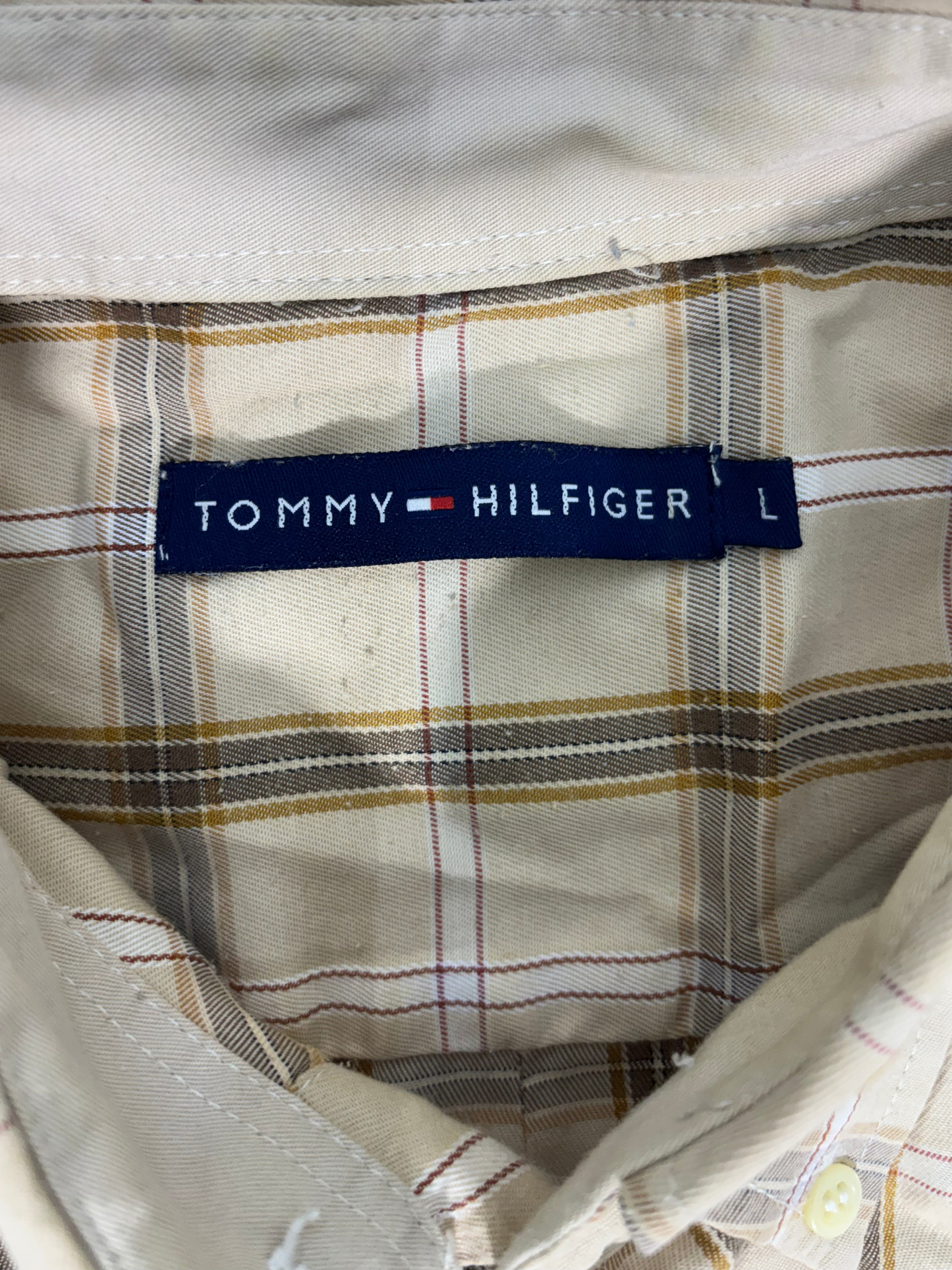 Tommy Hilfiger Beige Plaid Button-Down Shirt - L