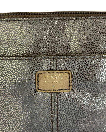 Fossil Metallic Silver Bronze Pebbled Small Crossbody Bag