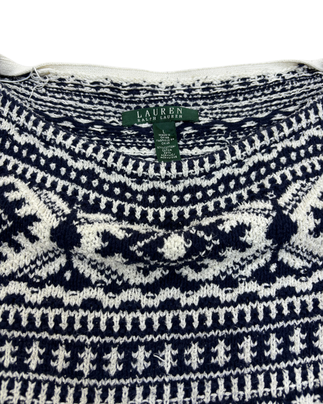 Lauren by Ralph Lauren Navy Fair Isle Sweater - S