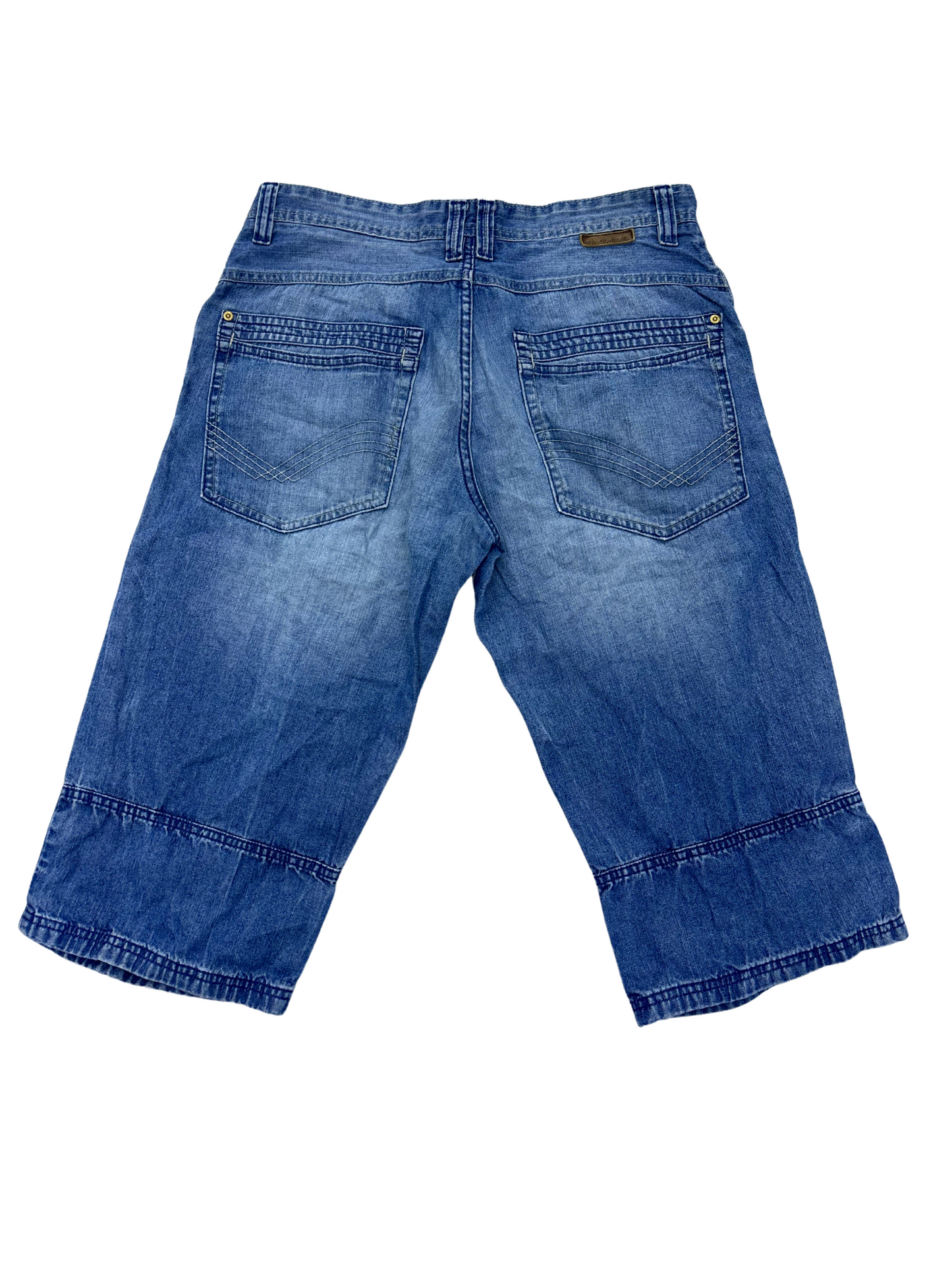 Tom Tailor Baggy Fit Denim Shorts – Light Wash Utility Style- M | Waist: 32