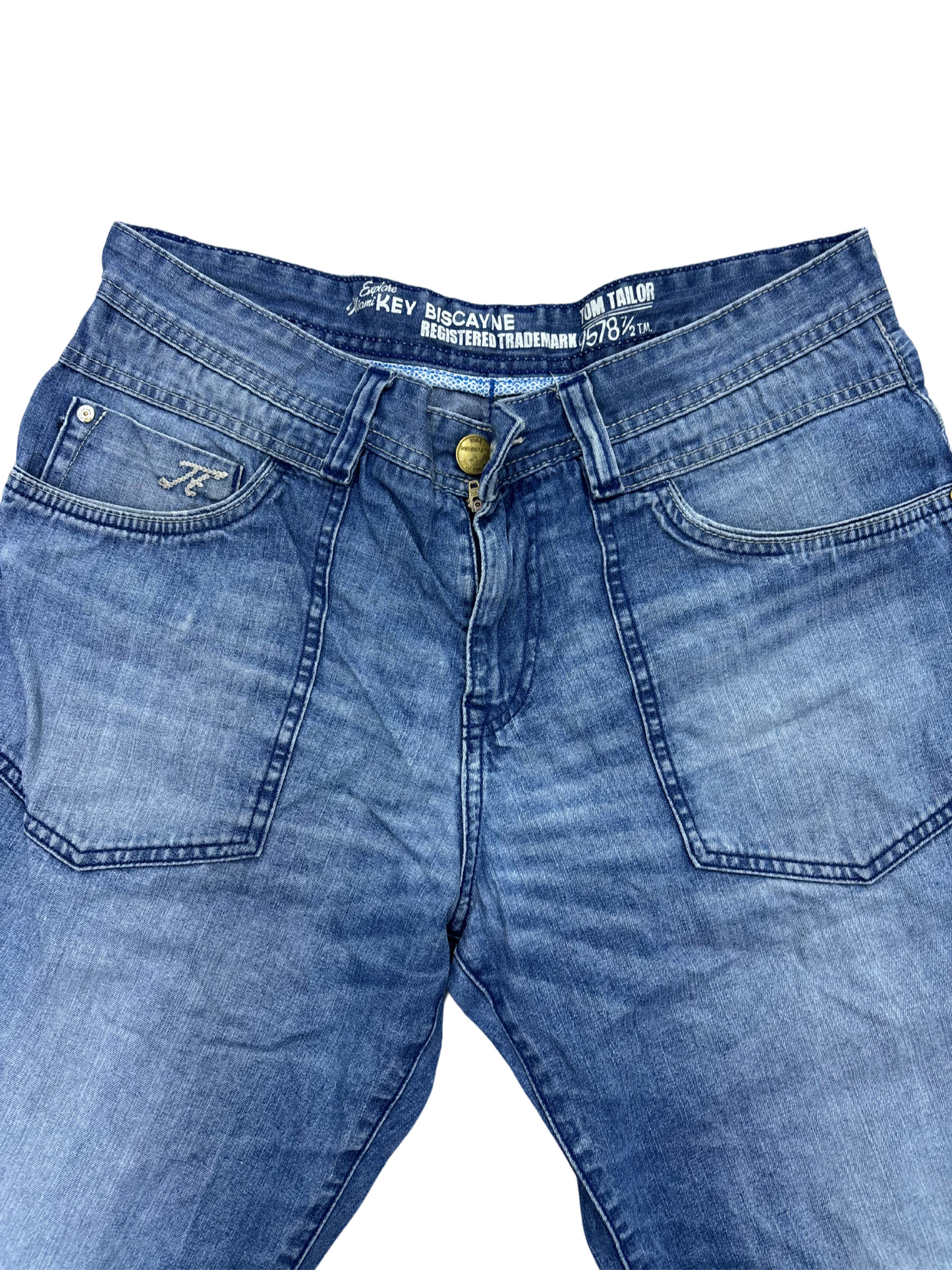Tom Tailor Baggy Fit Denim Shorts – Light Wash Utility Style- M | Waist: 32