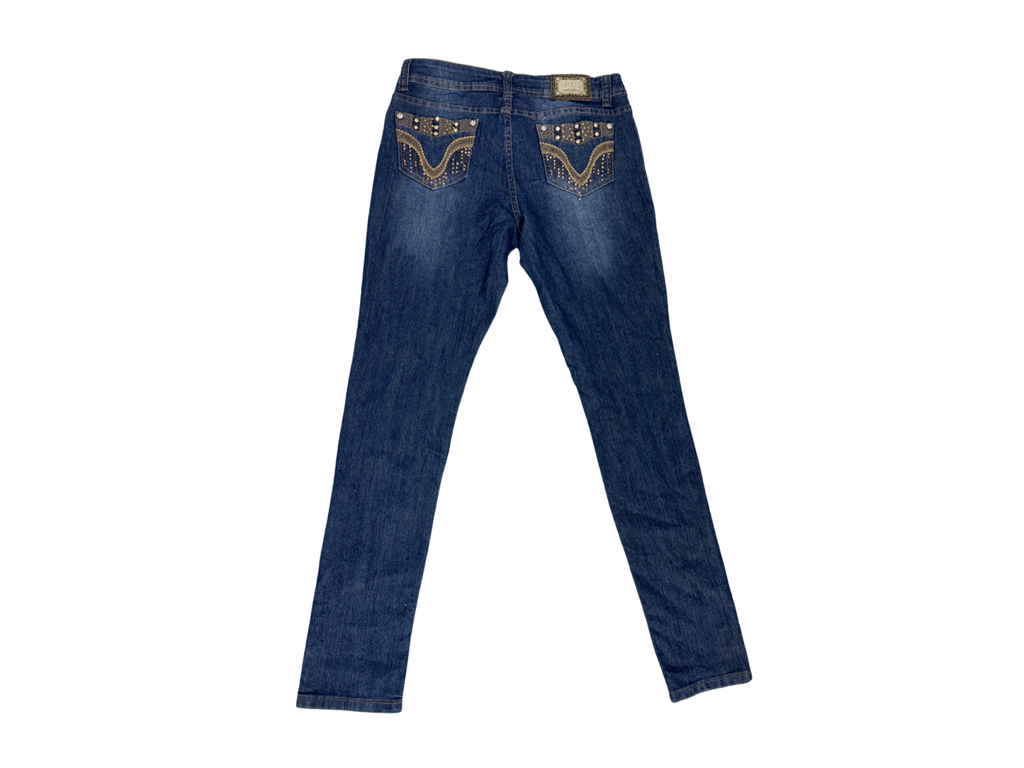Embellished Skinny Jeans - Dark Blue - L | Waist: 31"