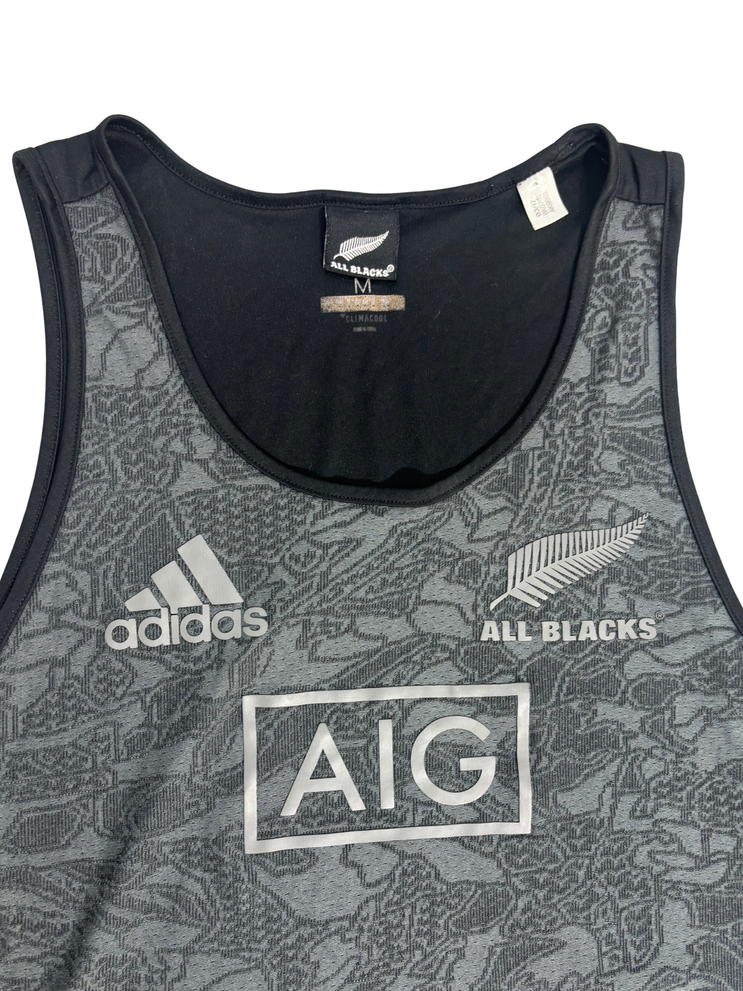 Adidas All Blacks AIG Rugby Singlet – Grey Camo Pattern - M