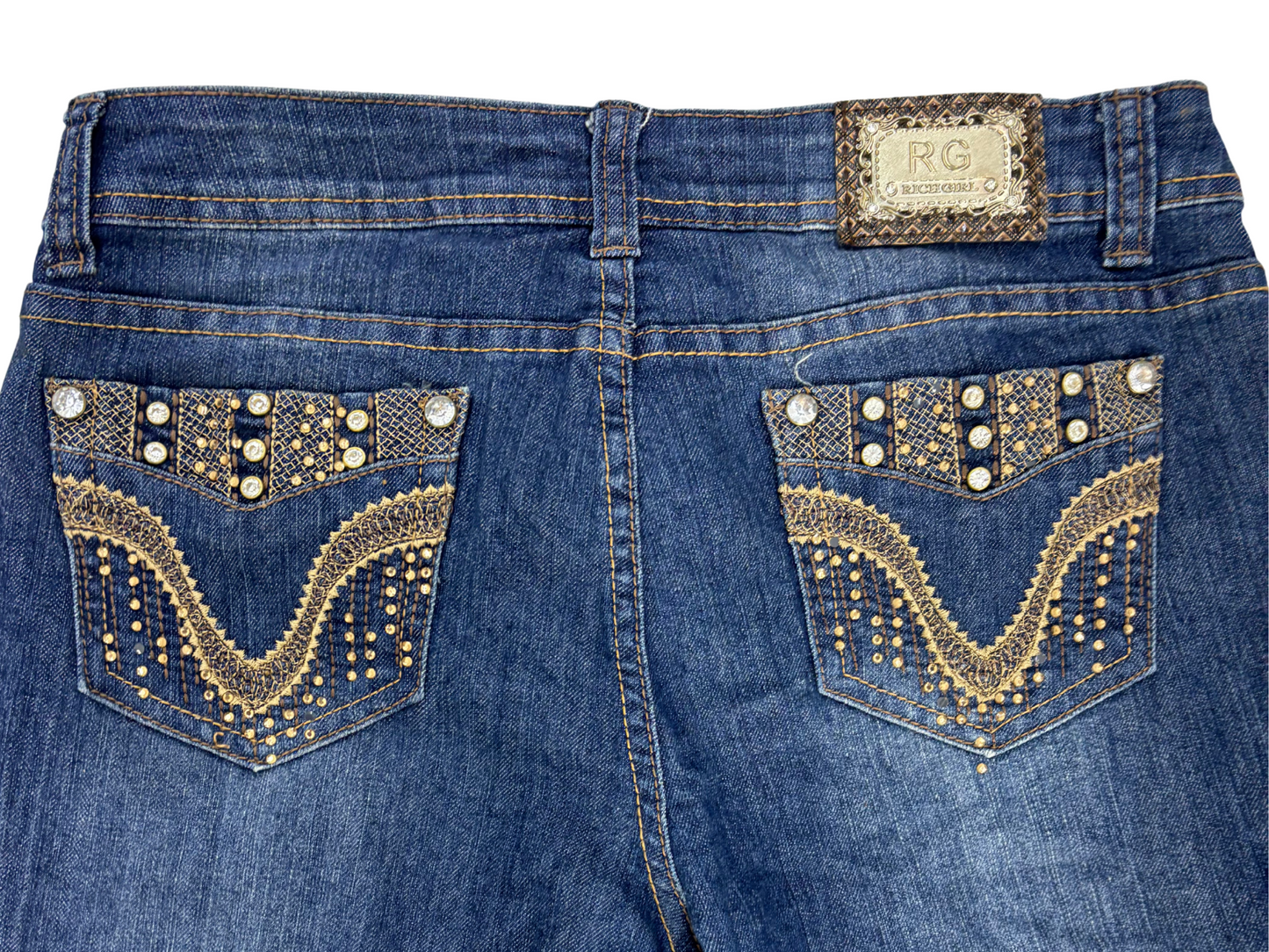 Embellished Skinny Jeans - Dark Blue - L | Waist: 31"
