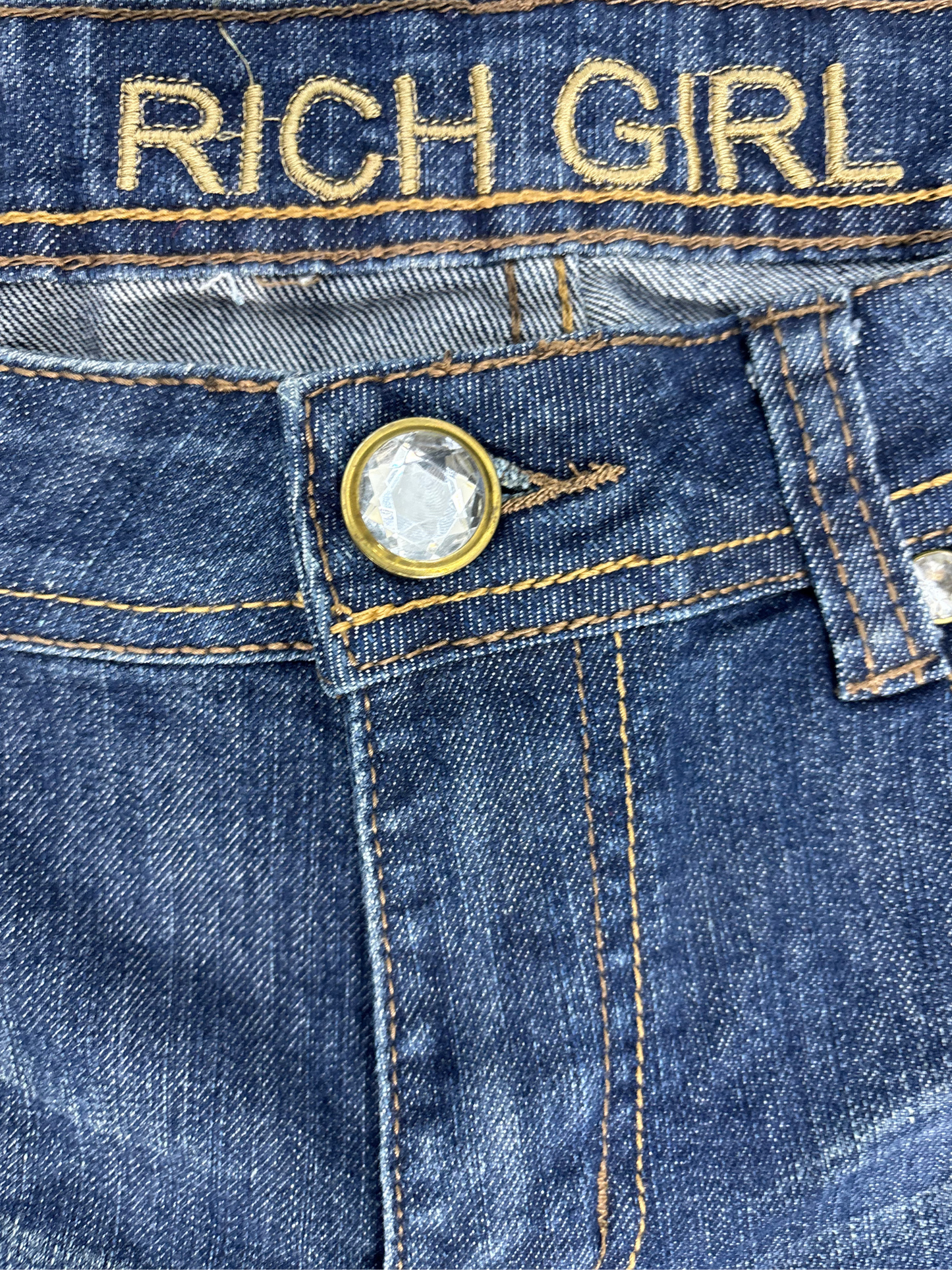 Embellished Skinny Jeans - Dark Blue - L | Waist: 31"