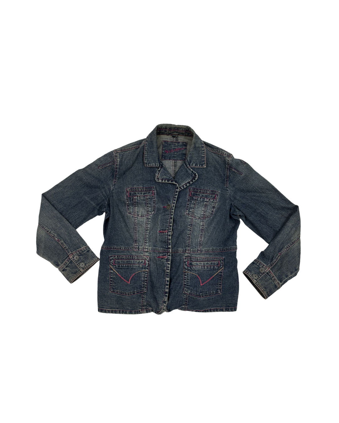 Point Zero Contrast Stitch Vintage Blue Denim Jacket - L
