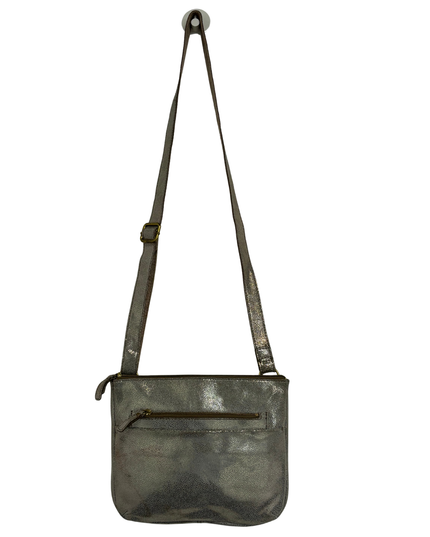 Fossil Metallic Silver Bronze Pebbled Small Crossbody Bag