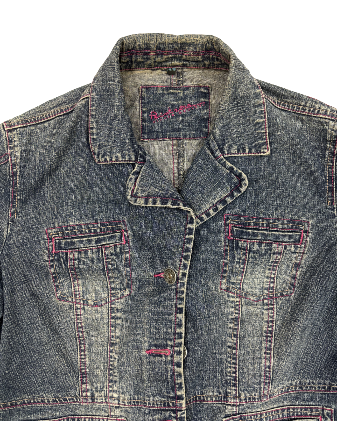 Point Zero Contrast Stitch Vintage Blue Denim Jacket - L