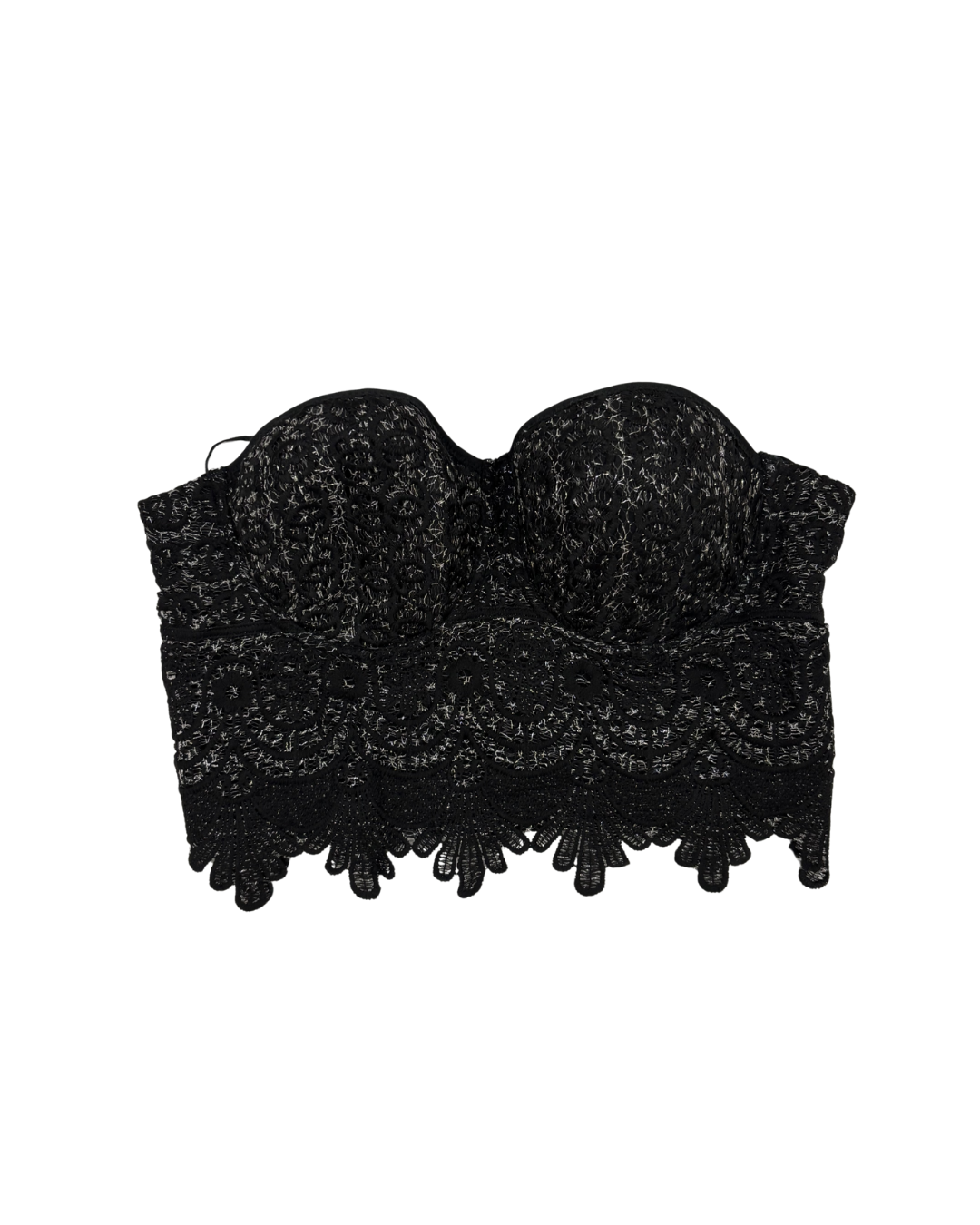 It Girl Y2K Black Lace Bustier Crop Top - XXS