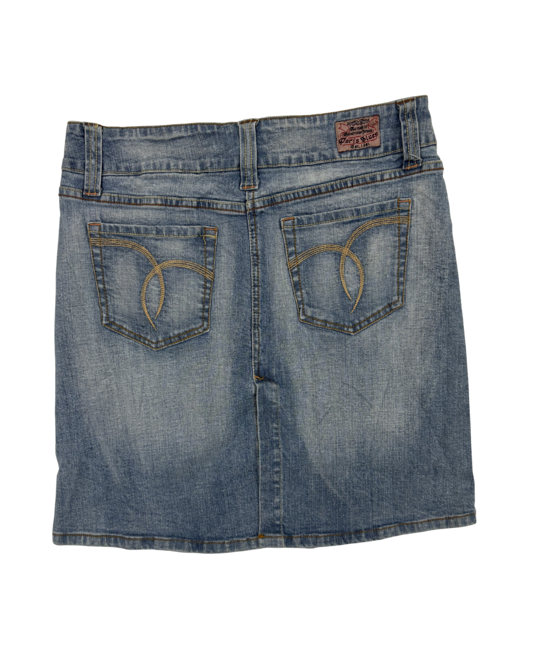 Paris Blues Light Wash Denim with Double Button Mini Skirt - L | Waist: 30"