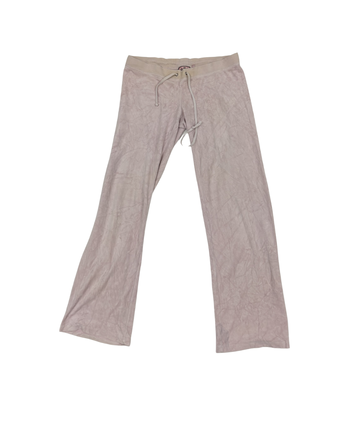Juicy Couture Velour Monogram Logo Beige Tracksuit Pants - L | Waist: 30"