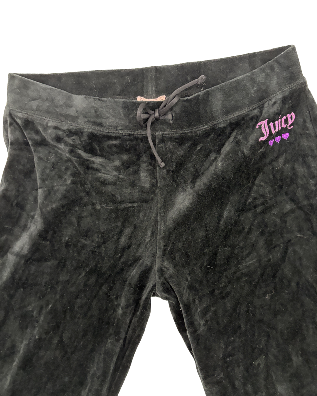 Juicy Couture Black Velour Purple Juicy Heart Logo Tracksuit Pants - S | Waist: 26"