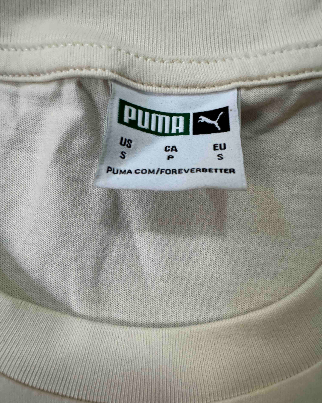 Puma Tonal Embossed Logo Cream White T-Shirt - L
