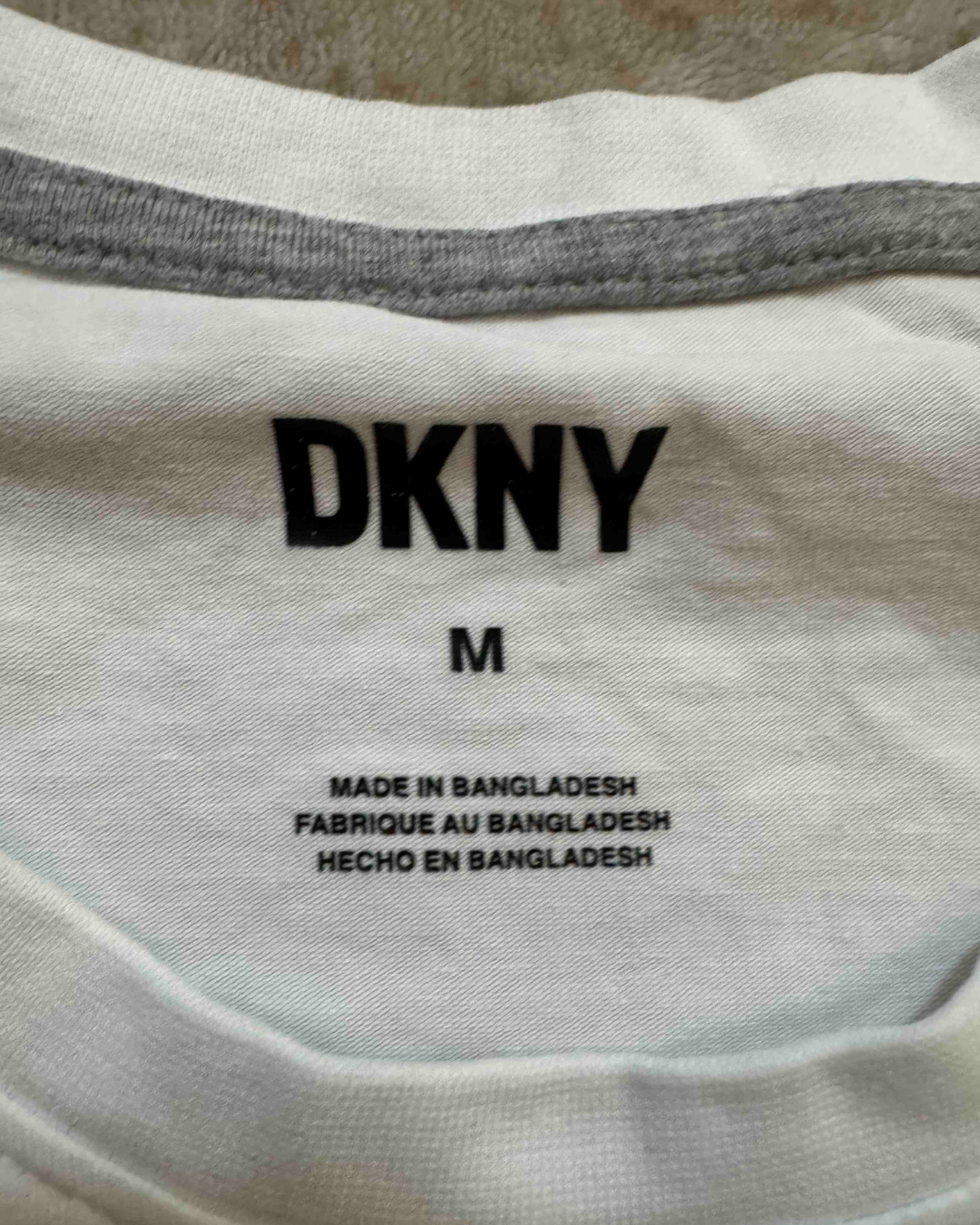 DKNY Shadow Block Logo Cream Cotton T-Shirt - M