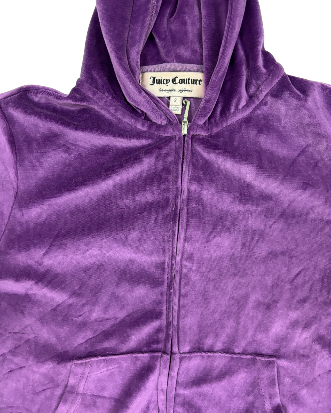 Juicy Couture Purple Velour Crest Zip-Up Hoodie - XS