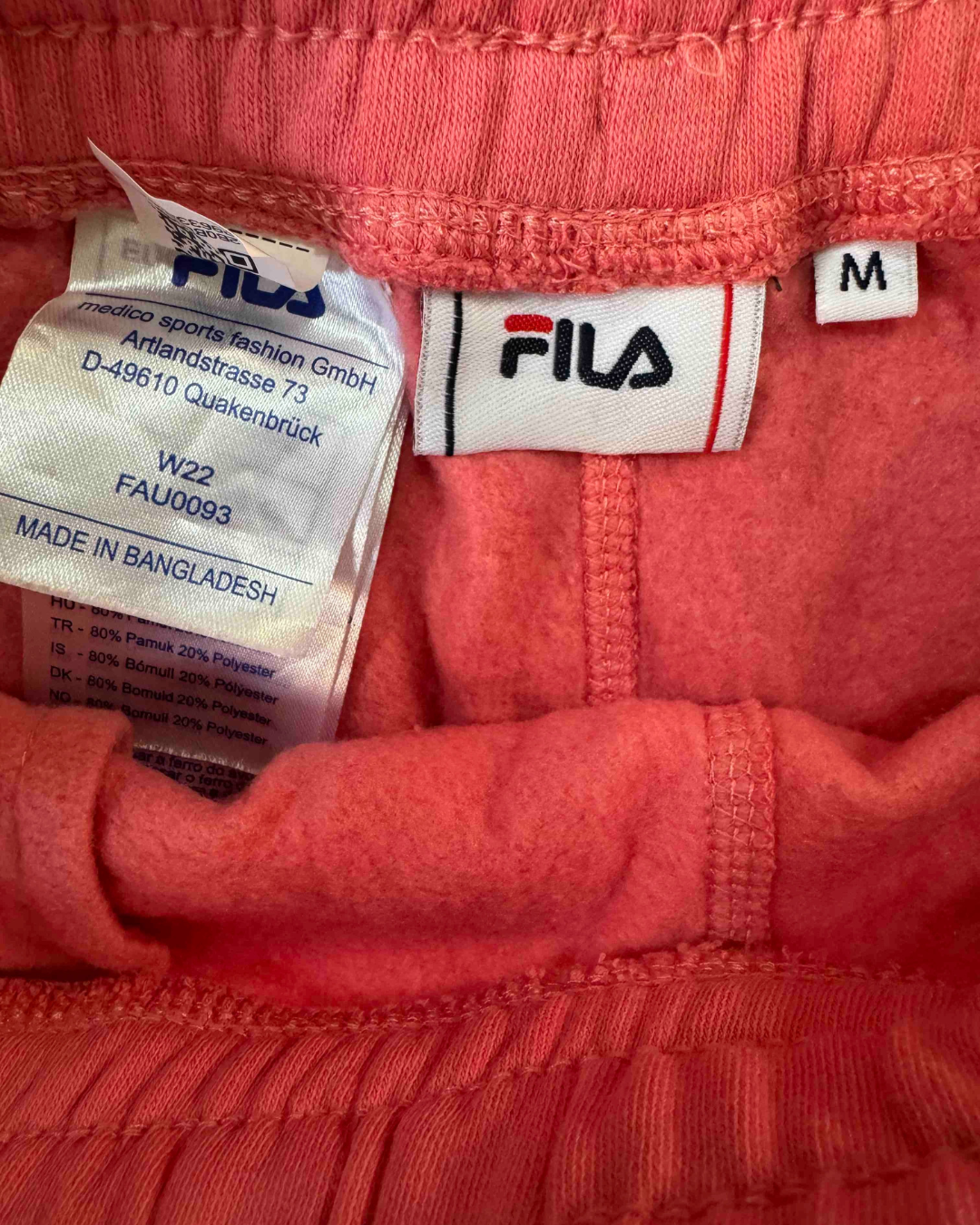 FILA Bold Logo Coral Pink Fleece Jogger - S | Waist: 31"