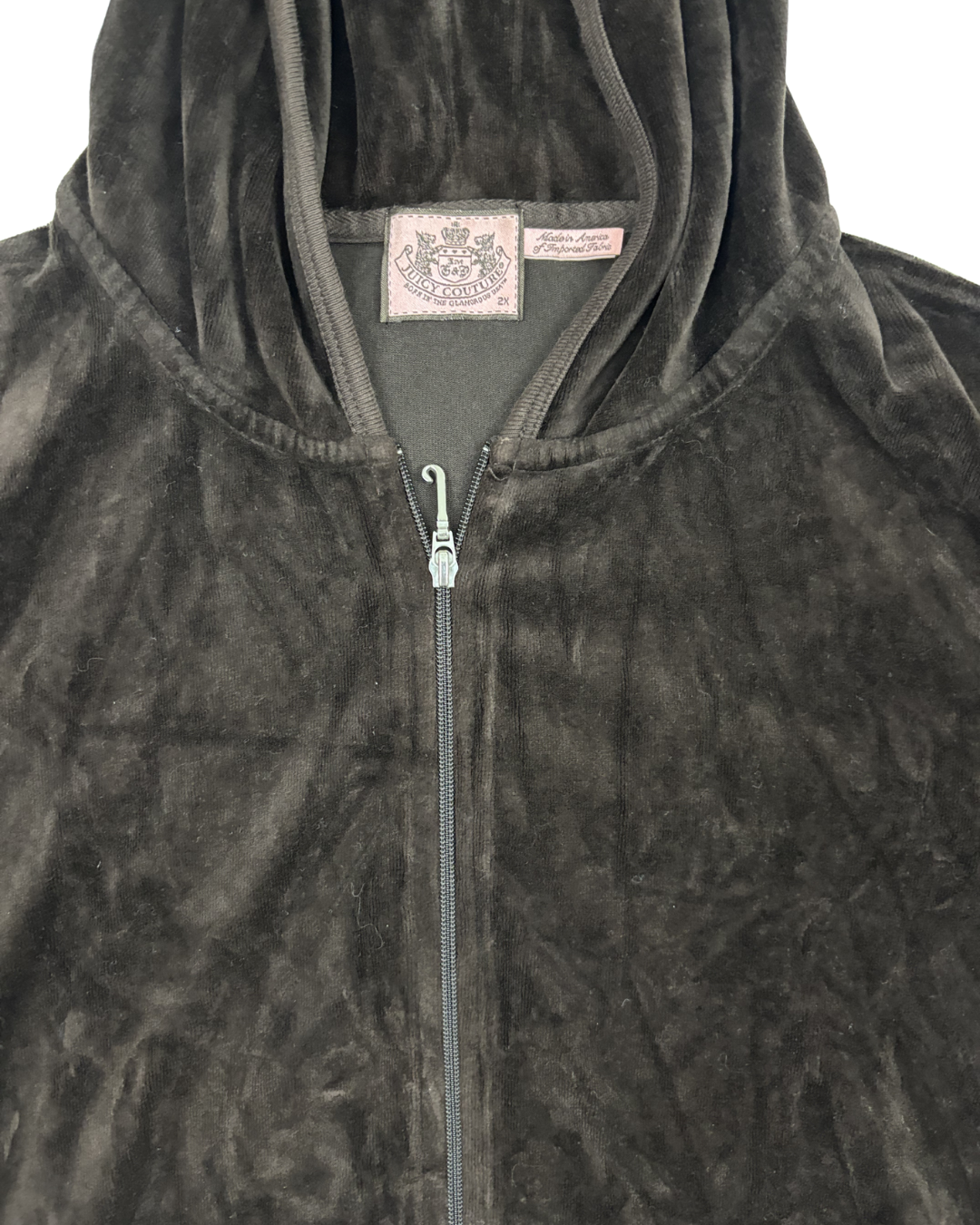 Juicy Couture Black Velour Zip-Up Hoodie - L