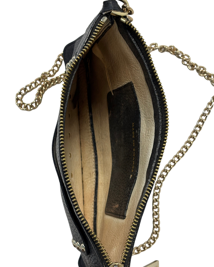 Kate Spade New York Black Pebbled Leather Studded Chain Crossbody Clutch