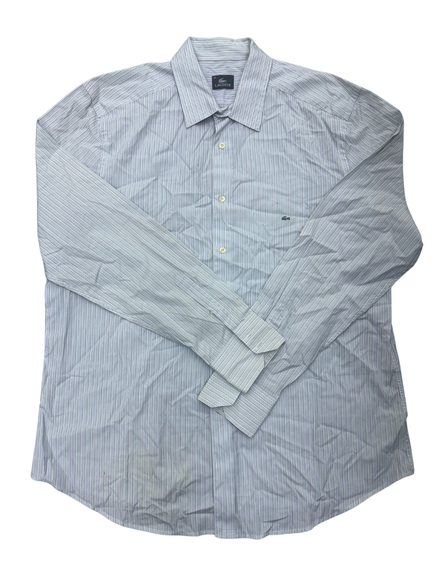 Lacoste Button-Up Shirt - White Striped - XL