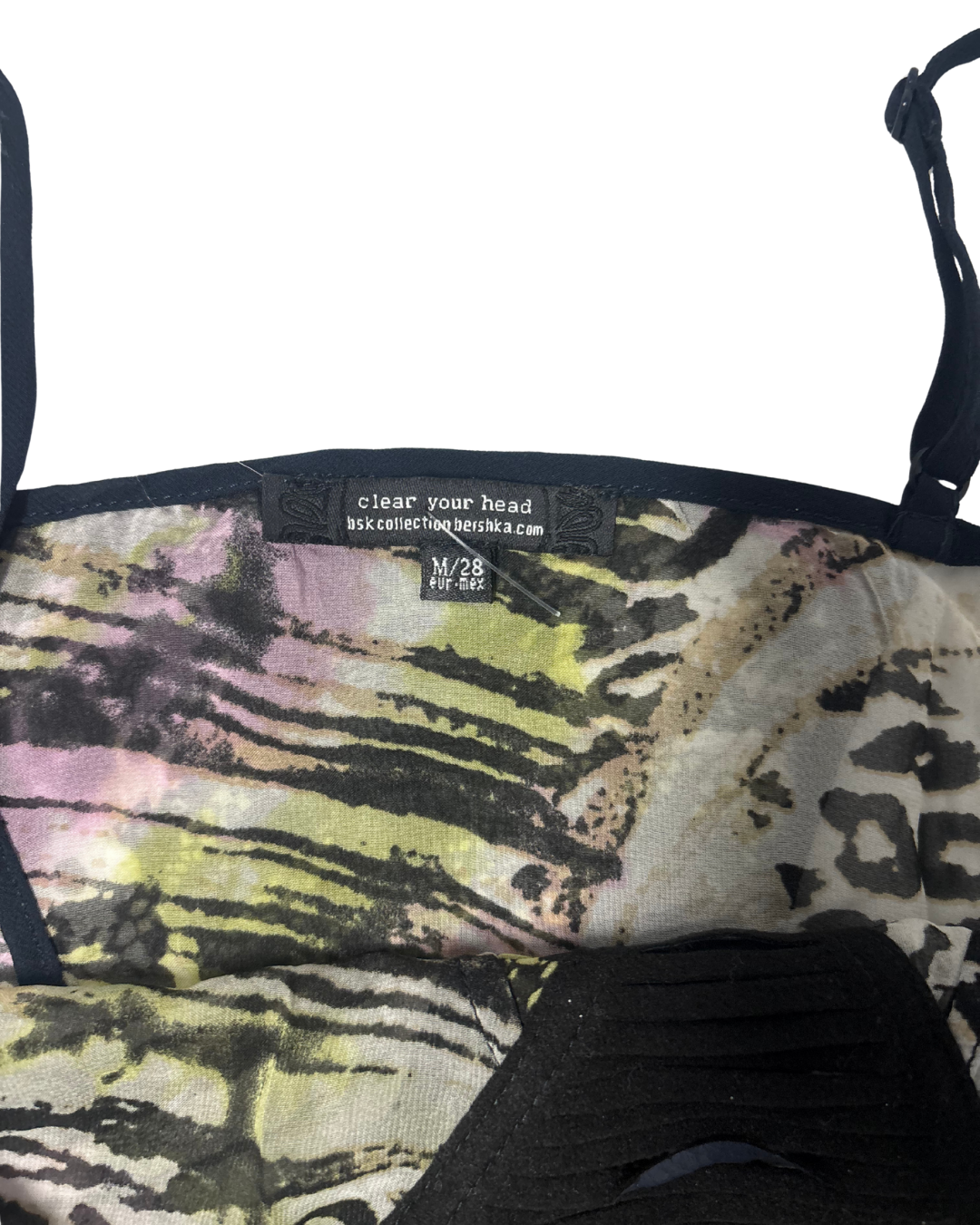 Bershka Animal Print Sheer Layered Cami Top - XXS