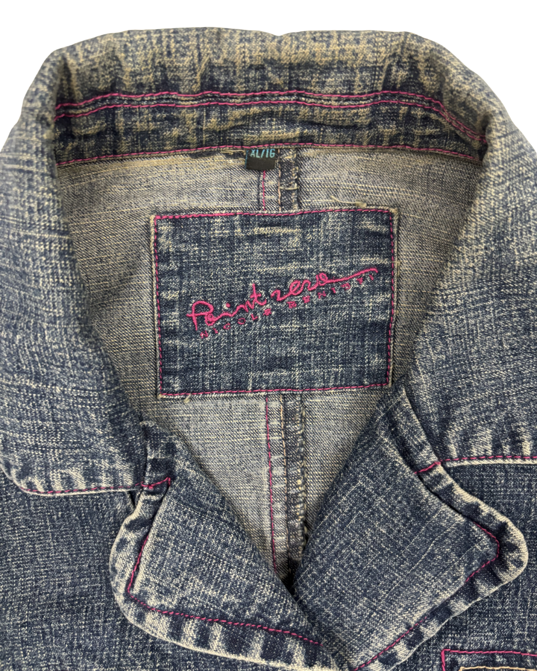 Point Zero Contrast Stitch Vintage Blue Denim Jacket - L