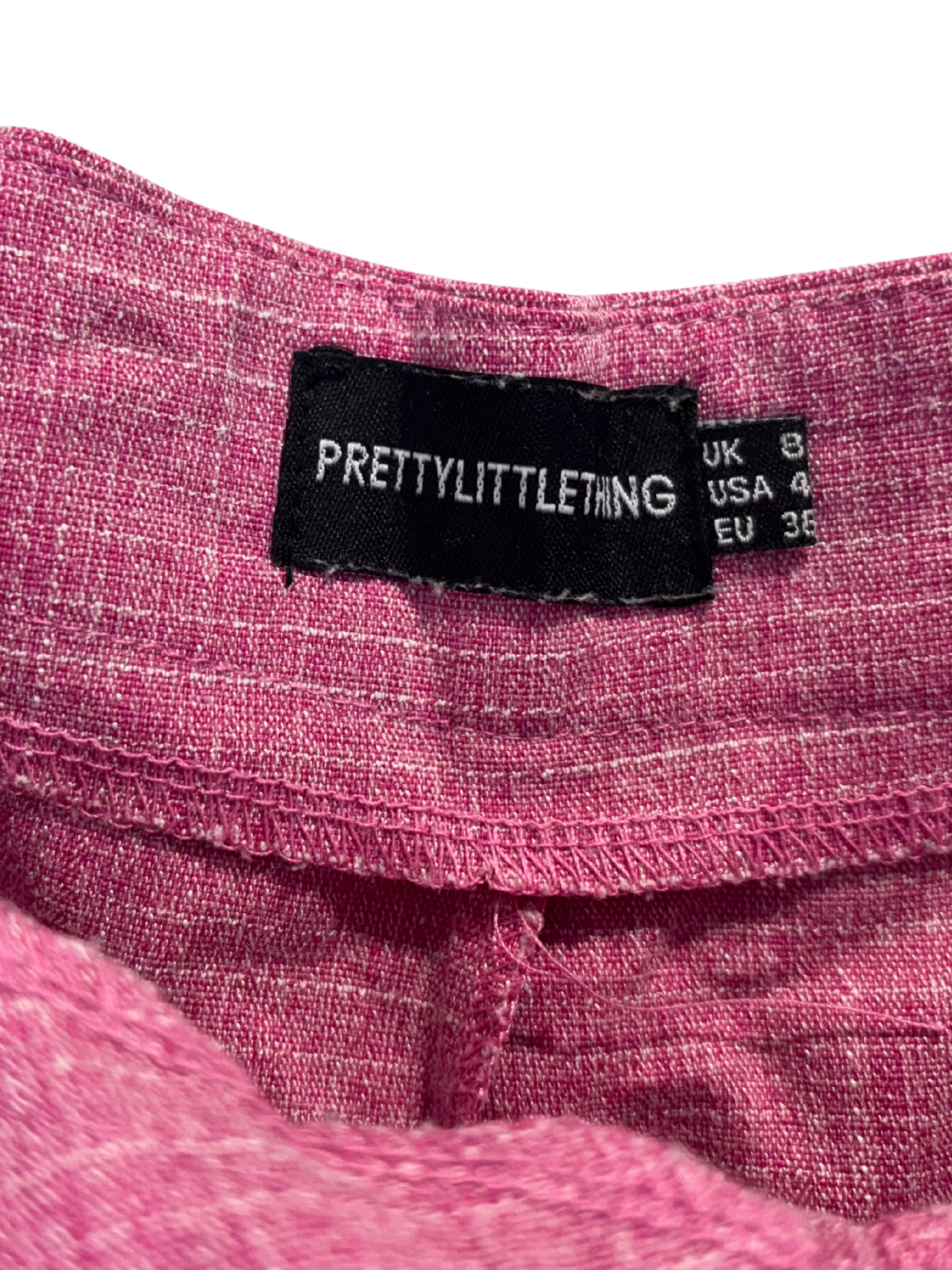 Pretty Little Thing High-Waist Tailored Rosy Linen Shorts - M
