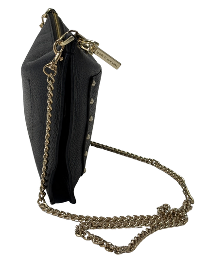 Kate Spade New York Black Pebbled Leather Studded Chain Crossbody Clutch