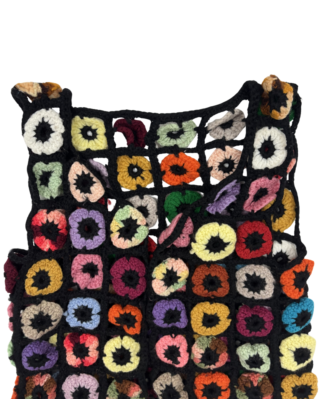 Handmade Multicolor Circle Patchwork Crochet Tank Top - XS