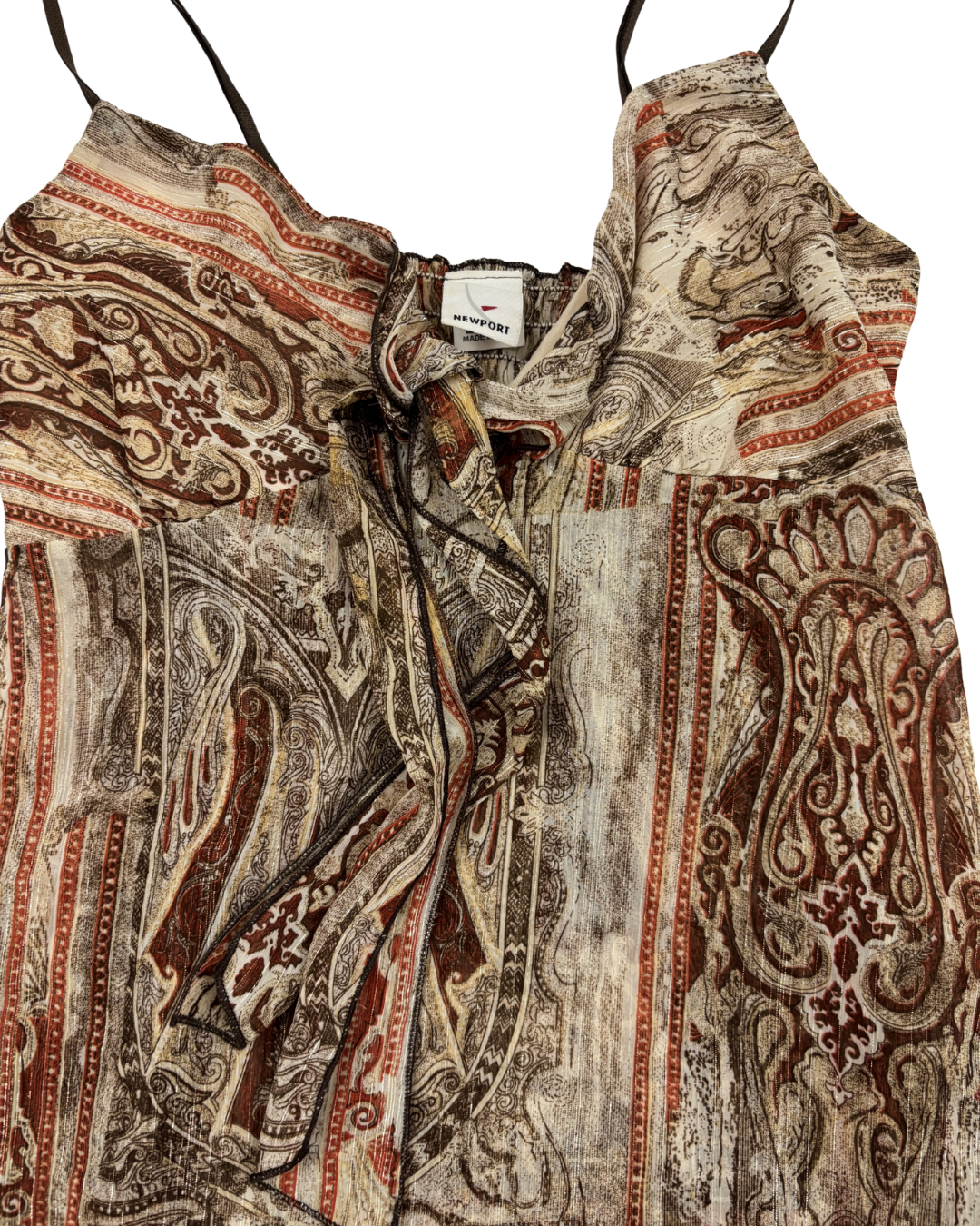 Newport Boho Y2K Metallic Paisley Print Cami Top - XXS