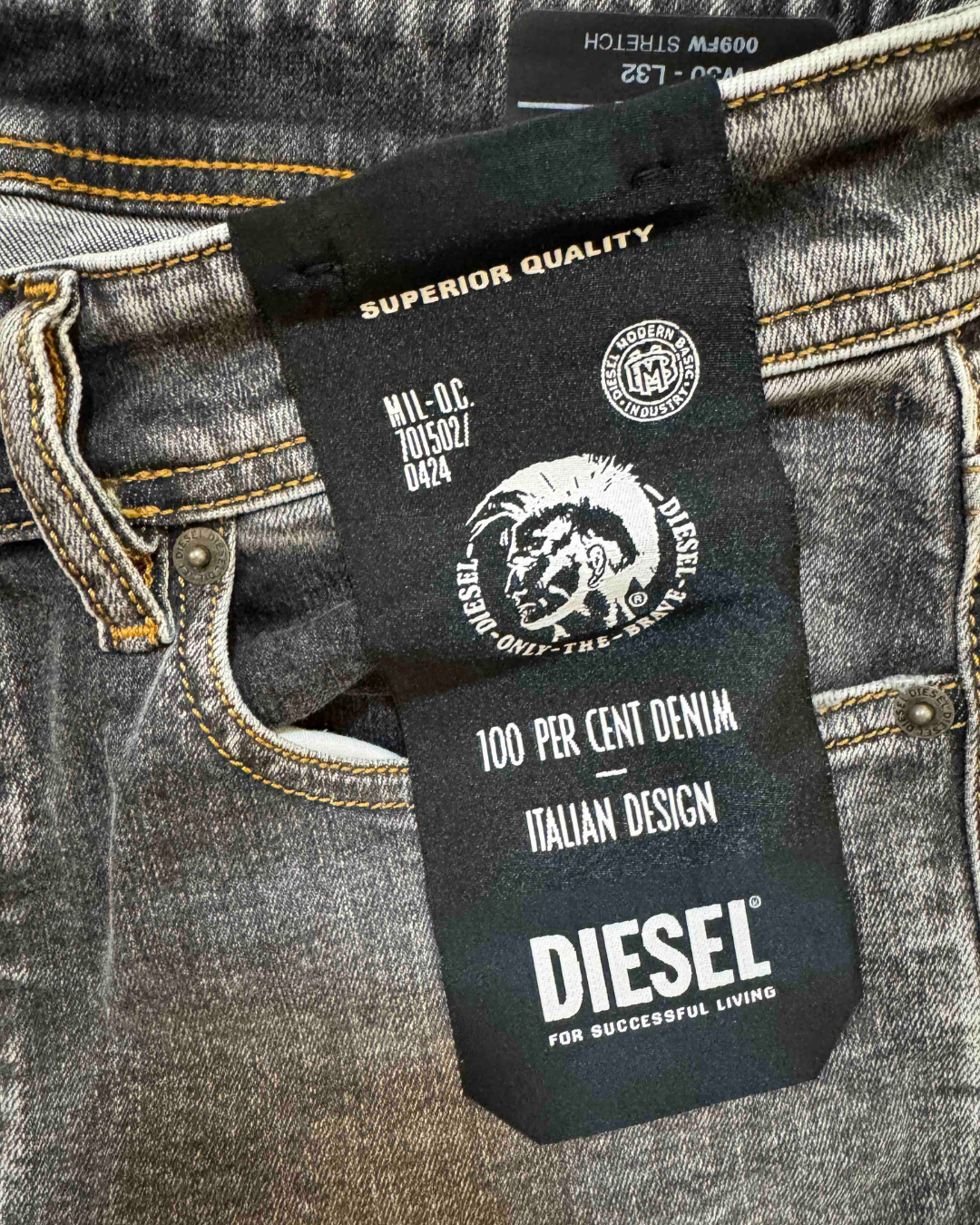 Diesel Sleenker Skinny Fit Charcoal Washed Jeans - S | Waist: 30" | With Tags
