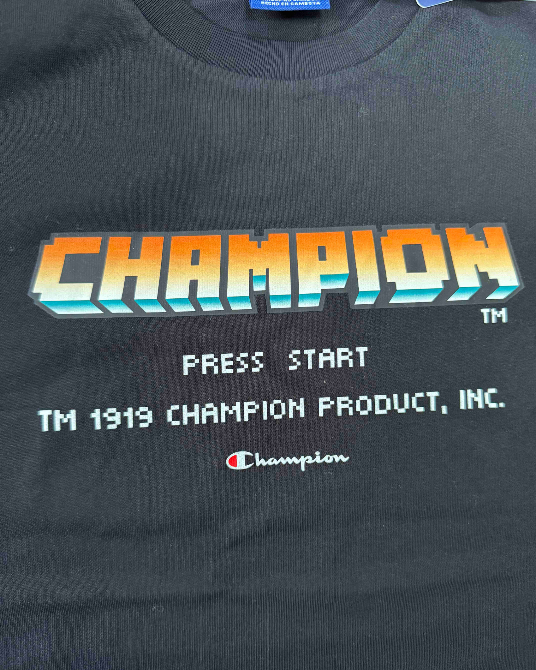Champion 8-Bit Pixel “Press Start” Black Graphic T-Shirt - S | With Tags