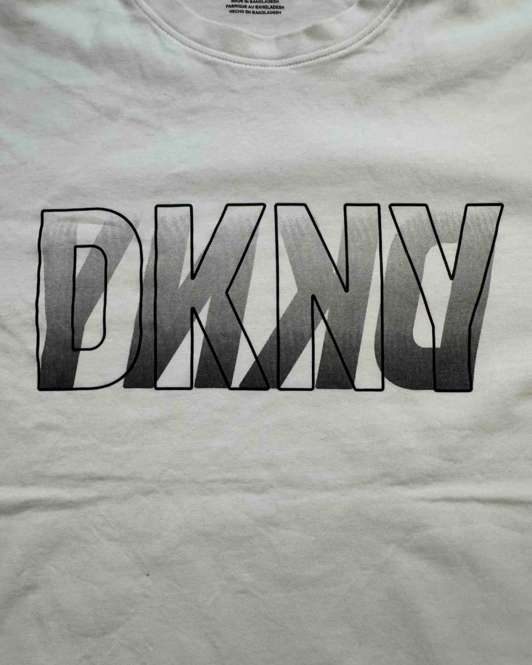 DKNY Shadow Block Logo Cream Cotton T-Shirt - M