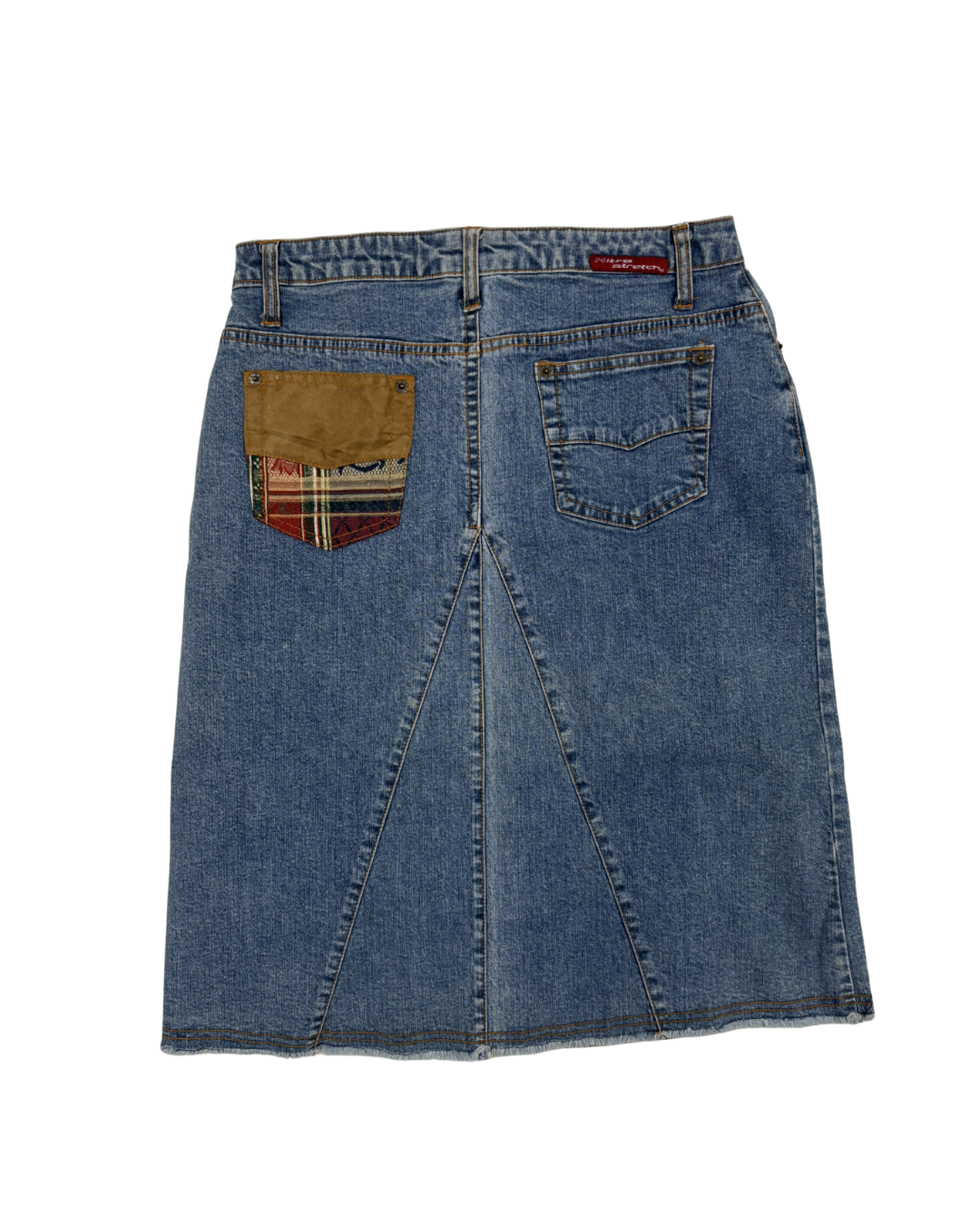 Nitro Stretch Patchwork Panel Denim Mini Skirt - M | Waist: 28"