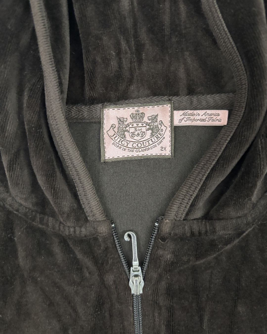 Juicy Couture Black Velour Zip-Up Hoodie - L