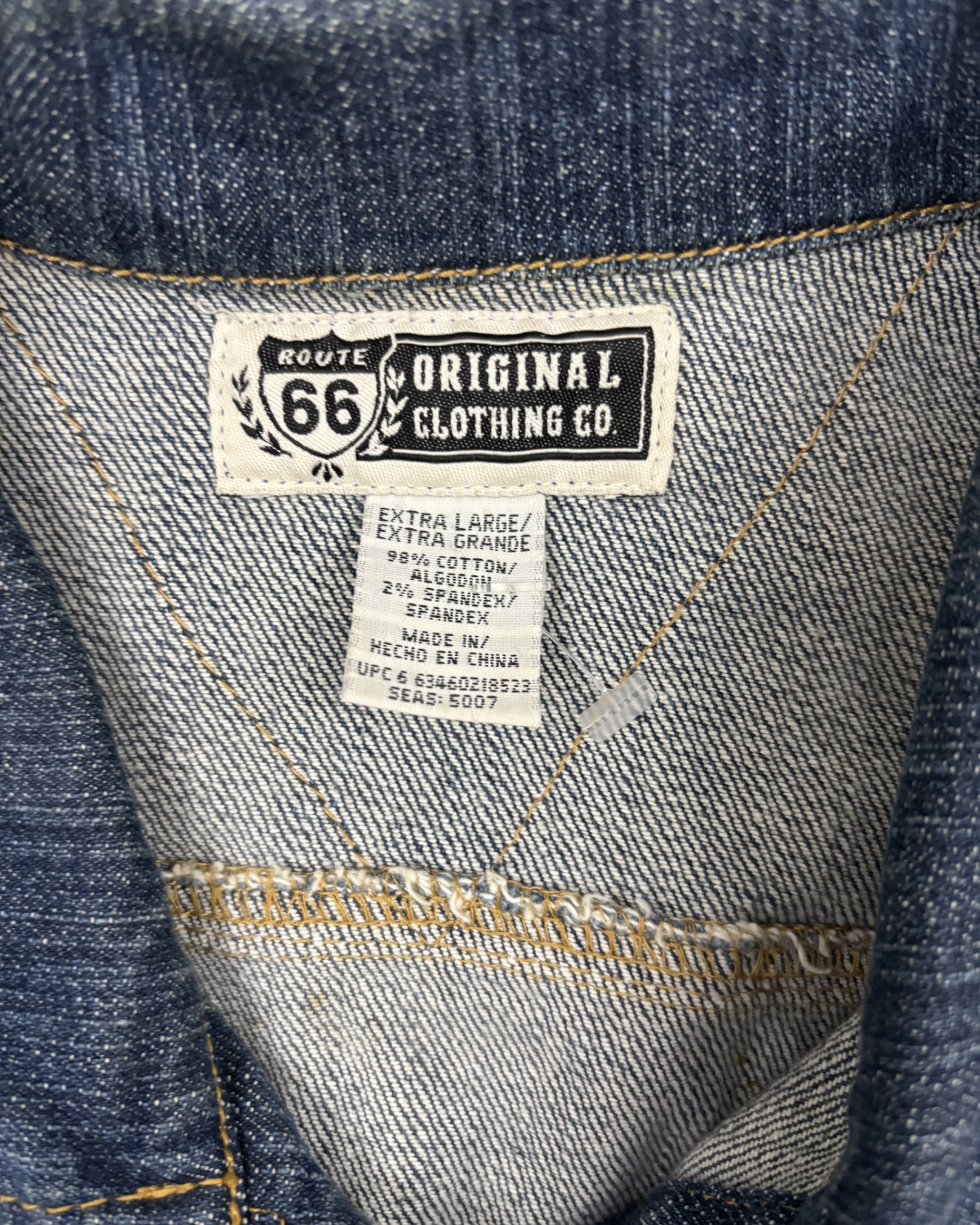 Route 66 Lace Appliqué Butterfly Blue Denim Jacket - L