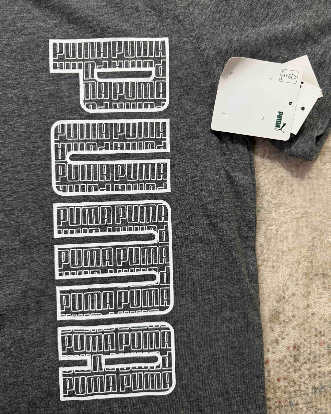 Puma Vertical Logo Charcoal Heather T-Shirt - XS | With Tags