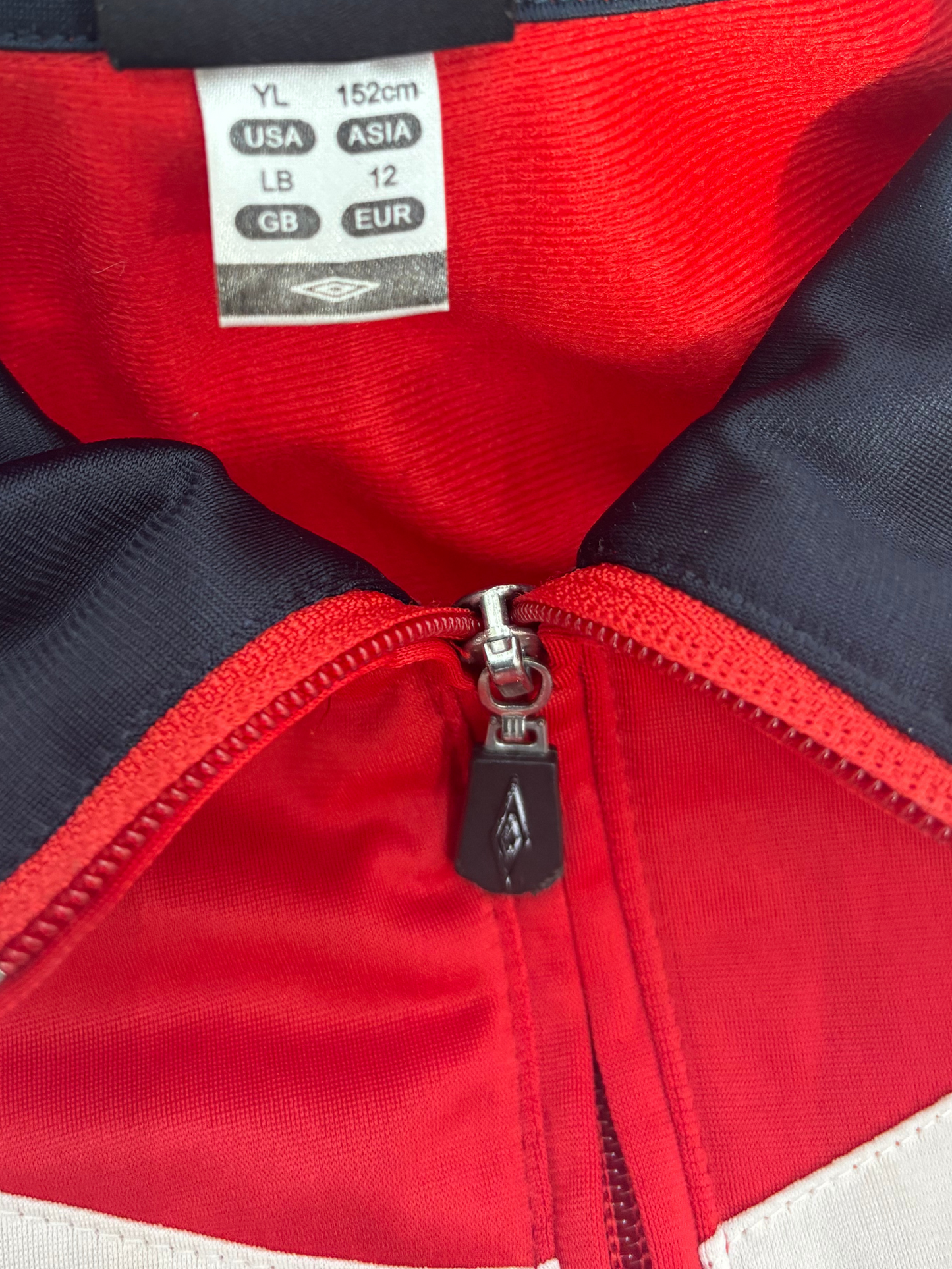 Umbro Retro Red Track Jacket with Chevron Panels - XS
