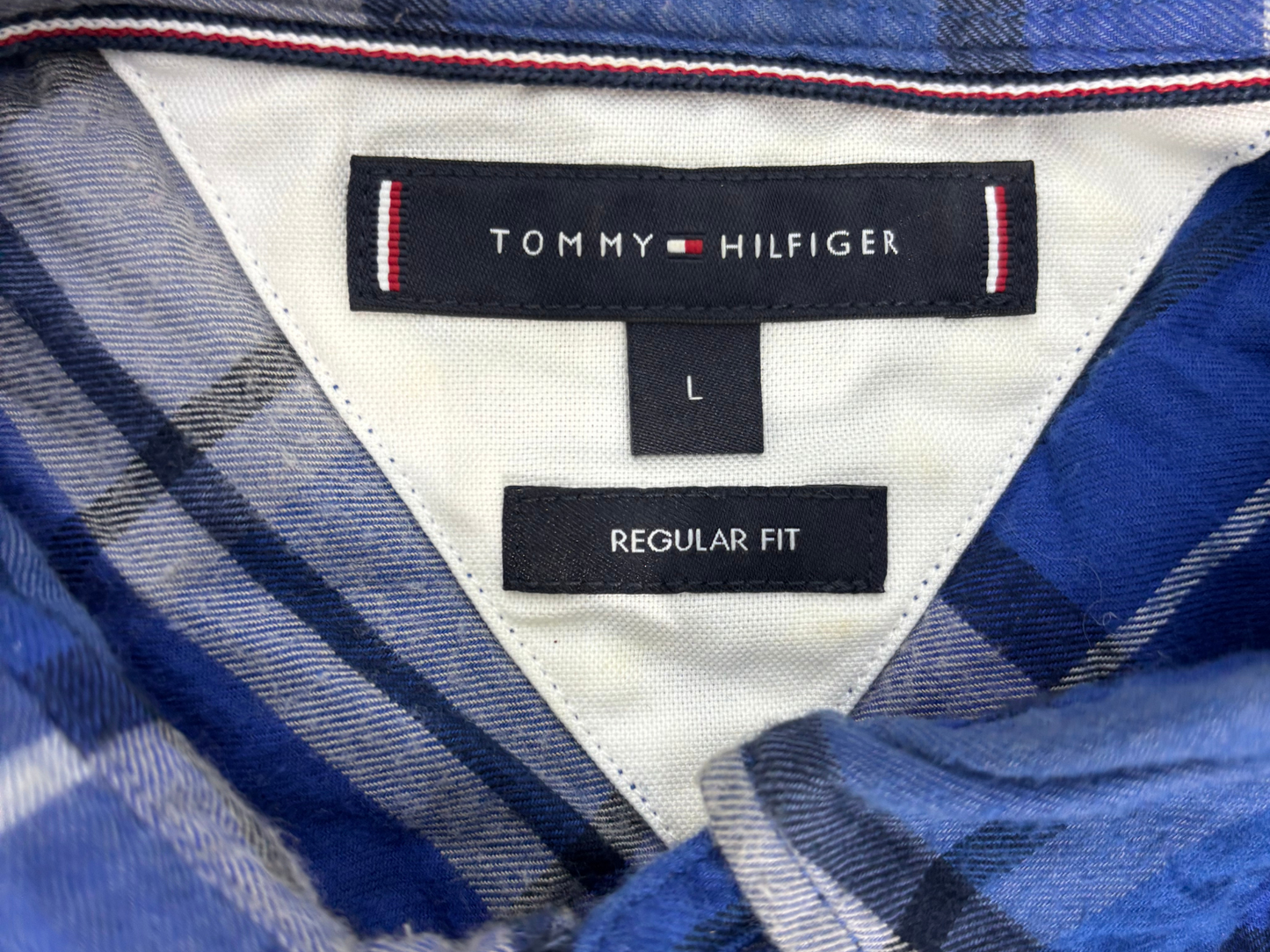 Tommy Hilfiger Regular Fit Brushed Check Dark Blue Shirt - M