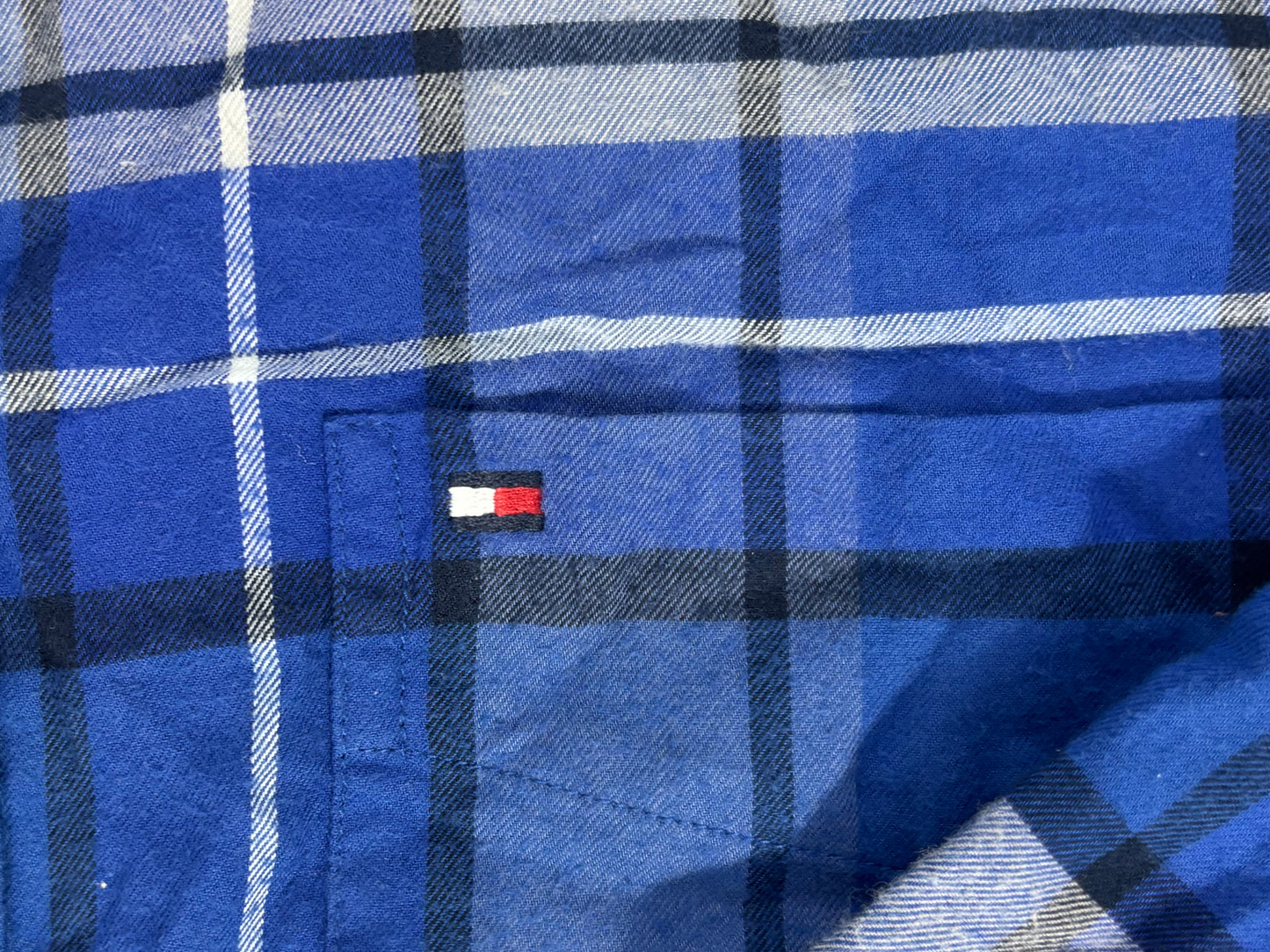 Tommy Hilfiger Regular Fit Brushed Check Dark Blue Shirt - M