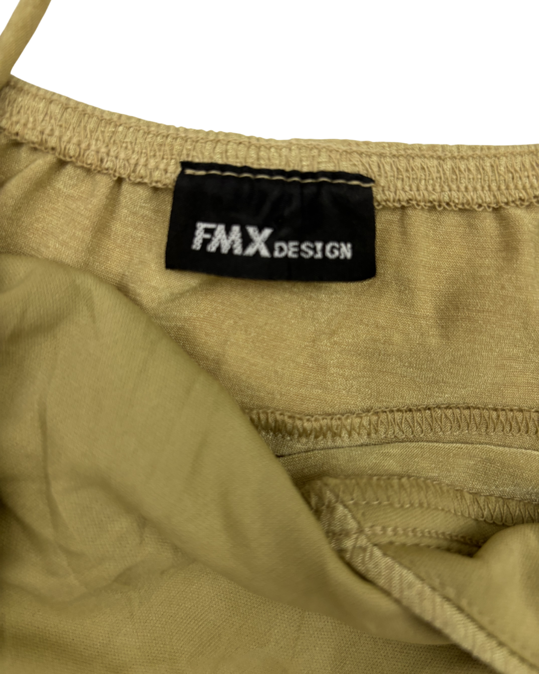 FMX Design Khaki Sequin Trim Handkerchief Hem Cami Top - XS